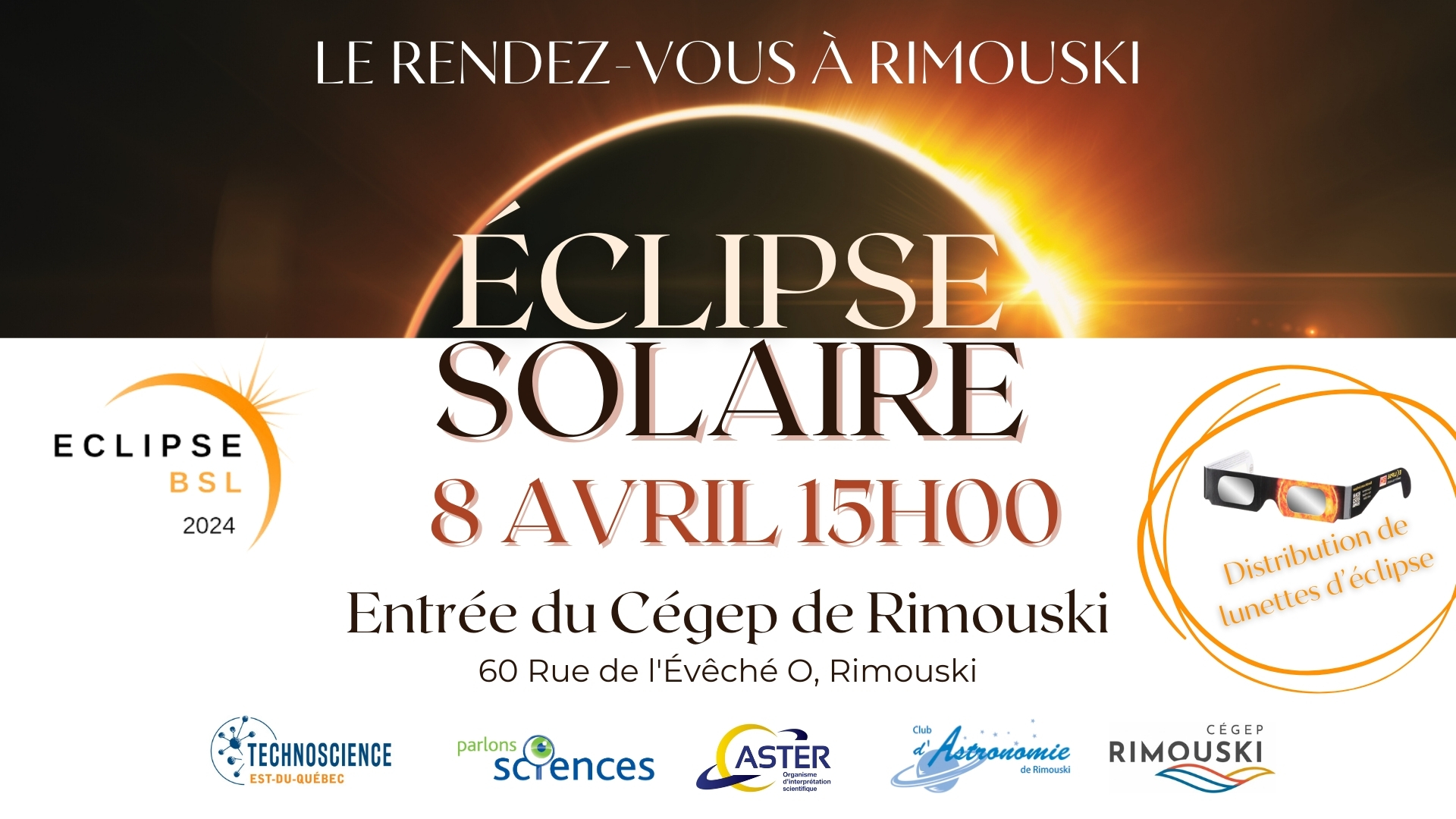 Regroupement Clipse BSL 2024 Club D Astronomie De Rimouski   CouvertureFB 8 Avril 